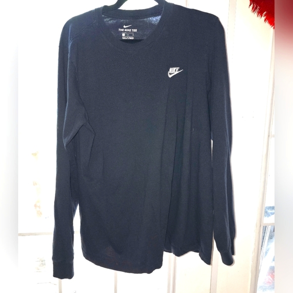Nike Black Long Sleeve Tee | White Mini Logo | Men's Medium - Picture 1 of 2